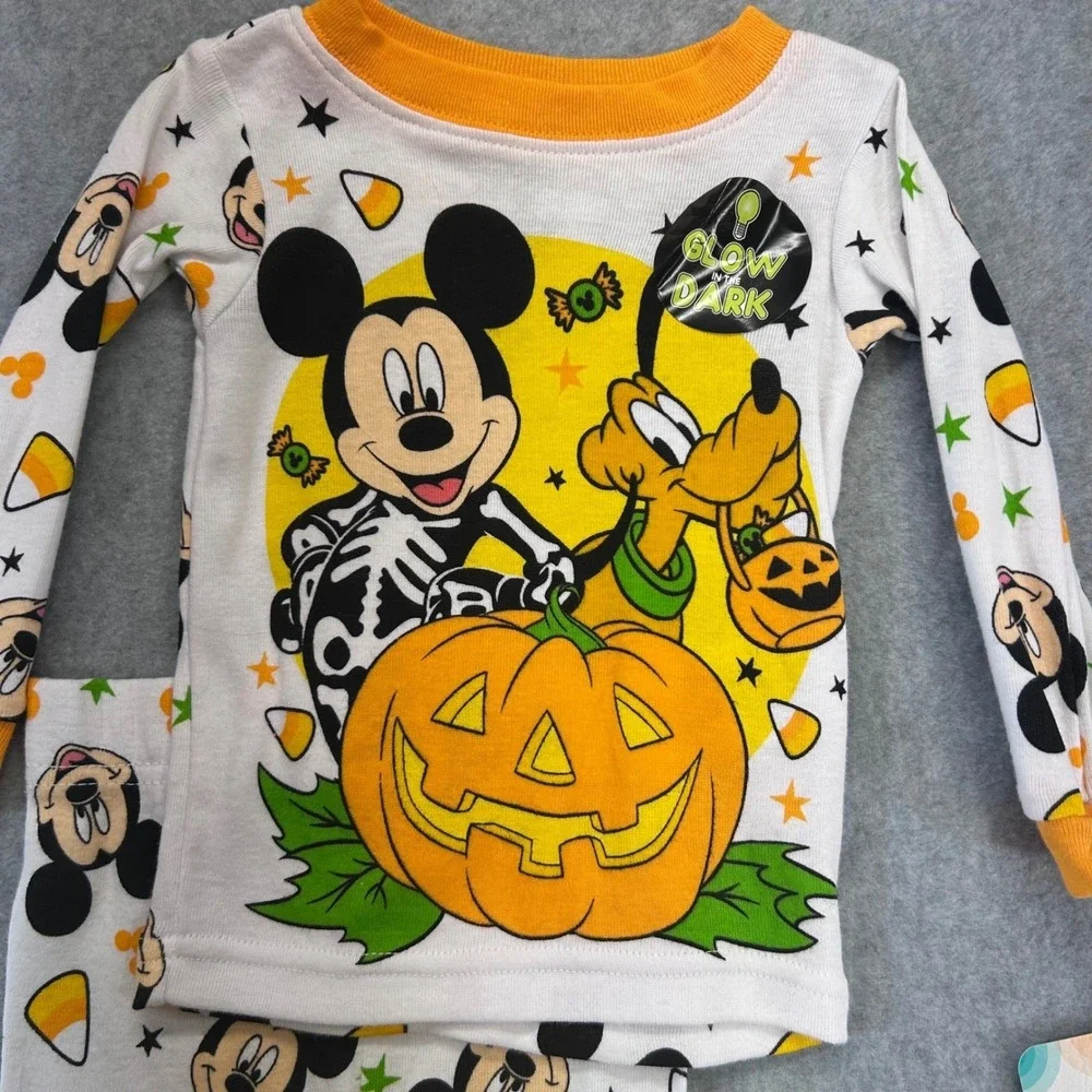 Mickey Pluto Halloween Baby Multicolor Disney Baby Pajama Set Glow Dark 9M